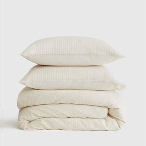 Quince Organic Luxe Honeycomb Duvet Cover Set Undyed King/Cal King Cotton Waffle